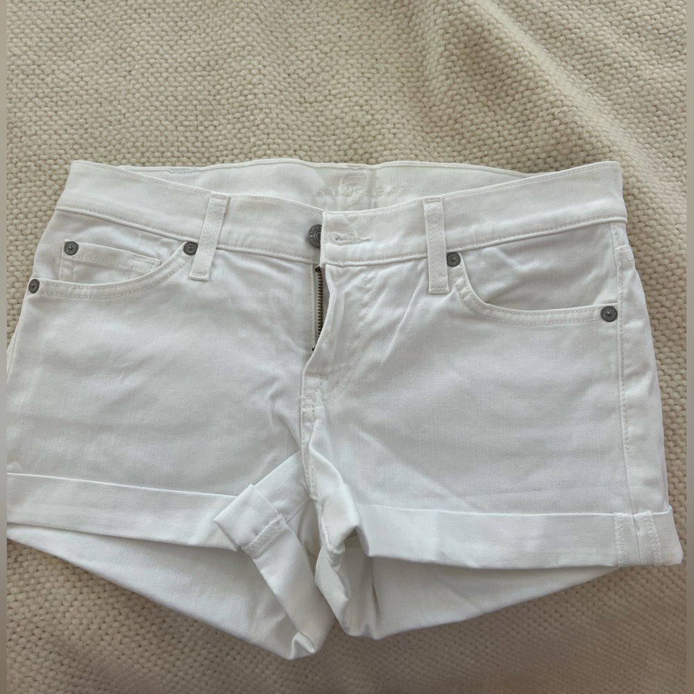 7 for all mankind white jean shorts